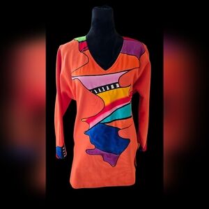 Yolanda Lorente Cotton Top With Hand Painted Silk Design